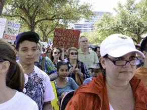 Parents, teachers and students join in a Save Our Schools march in Austin