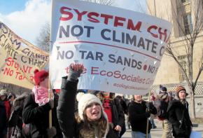 The ecosocialist contingent marching in a Washington, D.C., protest against the Keystone XL pipeline