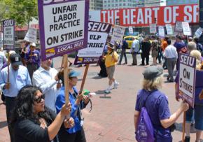 BART workers from SEIU and ATU on the picket lines