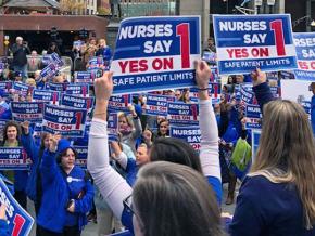 Nurses rally in Boston for a safe-staffing ballot measure
